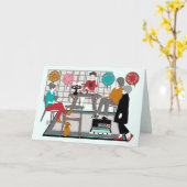 マジョンキャット誕生日 カード (黄色い花)