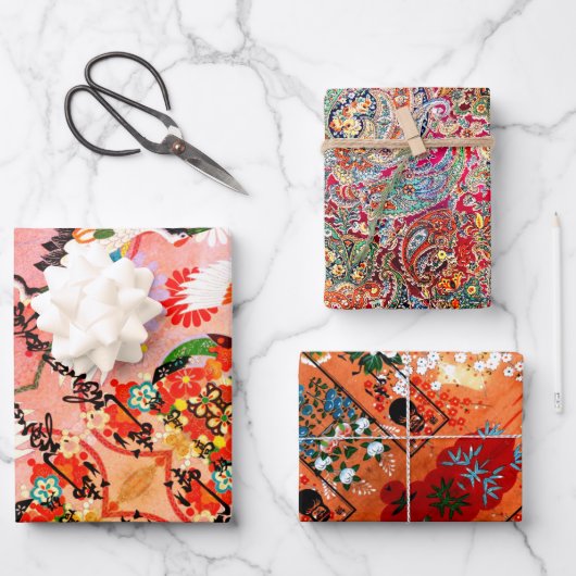 マジョングエグレッツとペイズリーラッピング紙シート ラッピングペーパーシート (正面)