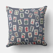 マジョングタイルデザインオン濃い青 クッション (裏面)