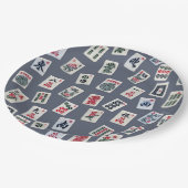 マジョングタイルデザインオン濃い青 ペーパープレート (アングル)