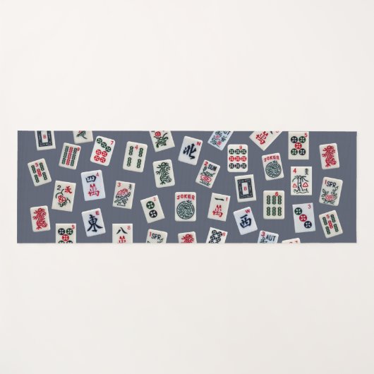 マジョングタイルデザインオン濃い青 ヨガマット (正面(横))