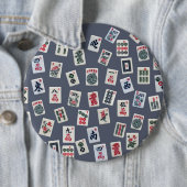 マジョングタイルデザインオン濃い青 缶バッジ (インサイチュ)