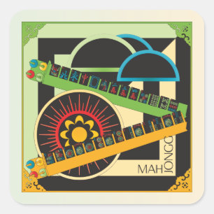 マジョングリメリック白いスティッカー スクエアシール