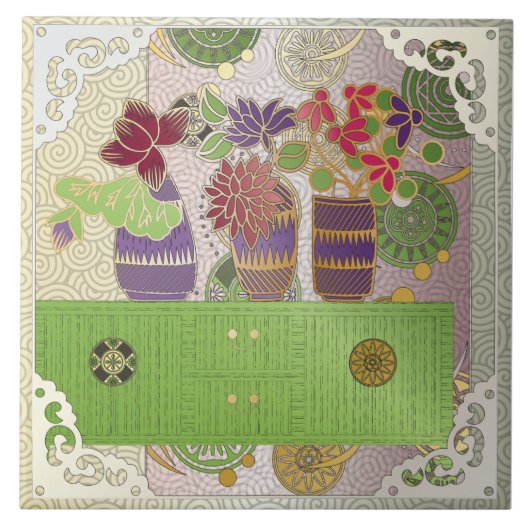 マジョングリーンテーブルタイル タイル (正面)