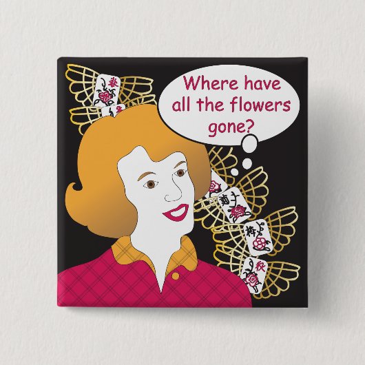 マジョンジョグことわざフラワーズピン 缶バッジ (正面)