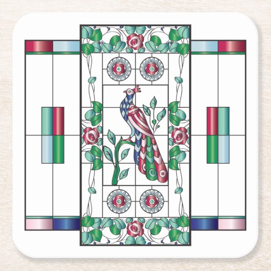 マジョンステンドグラスコースター スクエアペーパーコースター (正面)