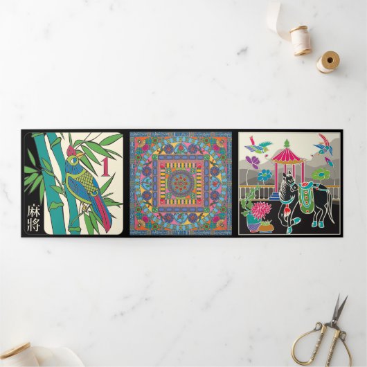 マジョンタイルトリフォールドカード 三つ折りクリスマスカード (外部)