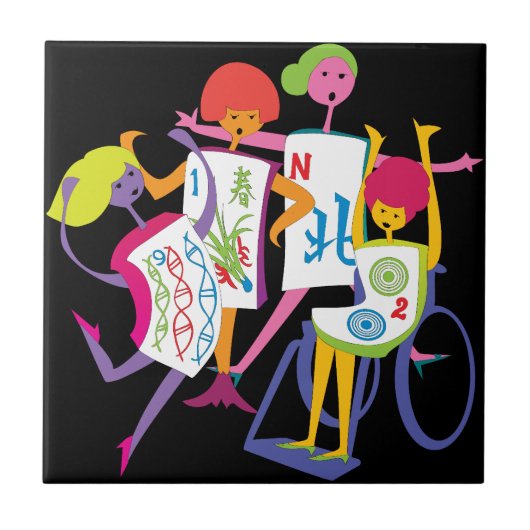 マジョンハッピーダンスブラックタイル タイル (正面)