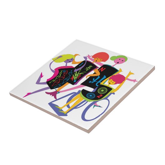 マジョンハッピーダンスホワイトタイル タイル (側面)