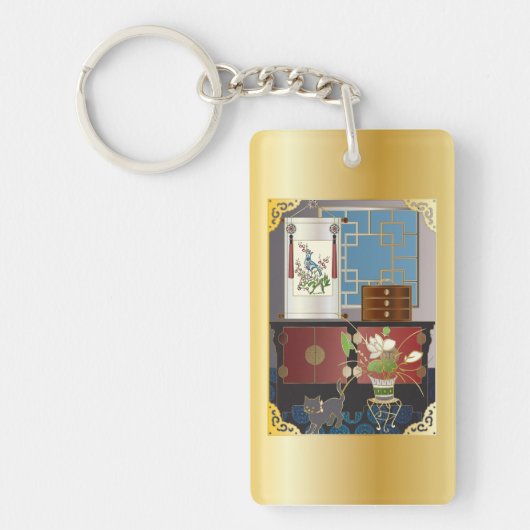 マジョンレッドキャビネットキーチェーン キーホルダー (正面)