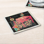 マジョンレッドテーブル スクエアペーパーコースター (アングル)