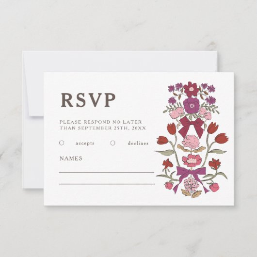 マジ素朴タン弓と花結婚の数 出欠カード (正面)