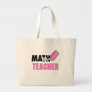 マスおもしろい先生ピンク消しゴム ラージトートバッグ