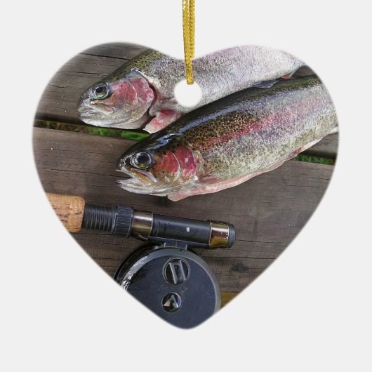 マスのはえの魚釣り セラミックオーナメント (正面)