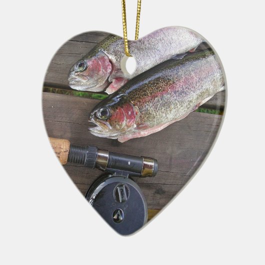 マスのはえの魚釣り セラミックオーナメント (左)