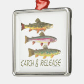 マスのキャッチとリリース メタルオーナメント (左)