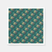 マスのヒレをグリーンにタイル張りのウェットフライ スタンダードカクテルナプキン (正面)