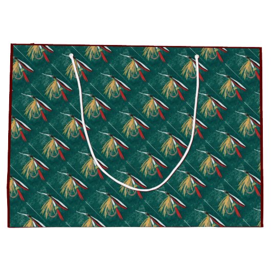 マスのヒレをグリーンにタイル張りのウェットフライ ラージペーパーバッグ (裏面)