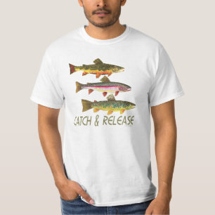 マスの捕獲と放流 Tシャツ