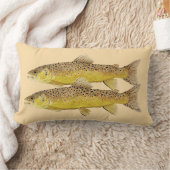 マスの枕ブラウン及びカワマス ランバークッション (ブランケット)