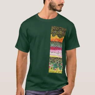 マスの皮：ブルックレインボーブラウン-フライフィッシング Tシャツ
