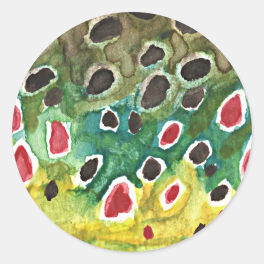 マスの茶色い魚 ラウンドシール (正面)