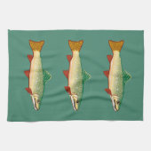 マスの魚の芸術 キッチンタオル (横)