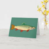 マスの魚の誕生日アート カード (黄色い花)