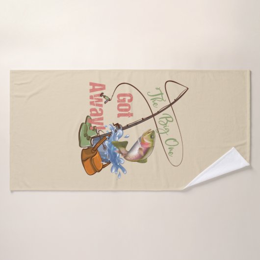 マスの魚釣り-大きい1得られた遠くにの バスタオル (バスタオル)