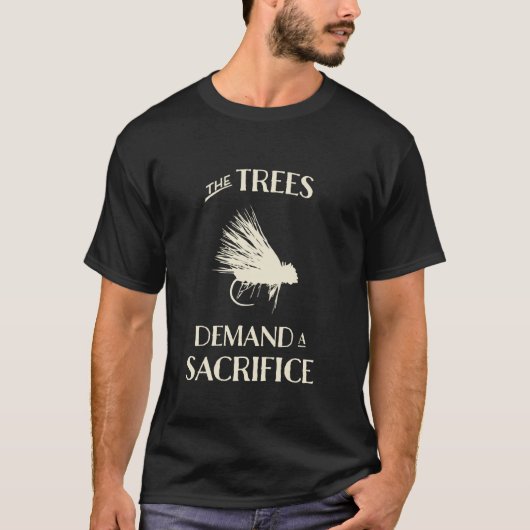 マスへのフライフィッシング 面白いフライキャスティング Tシャツ (正面)