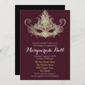 マスカスタムカレードボール招待状-ワインカラー 招待状 (正面/裏面)