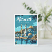 マスカットオマーン芸術的トラベルイラストレーション ポストカード (スタンド正面)