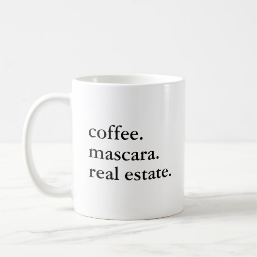 マスカラと不動産エージェントママの面白いデザイン コーヒーマグカップ (左)