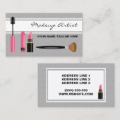 マスカラの口紅とブラシのメイクアップアーティスト 名刺 (正面/裏面)