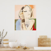 マスカラを塗る女性 – ポスター (キッチン)