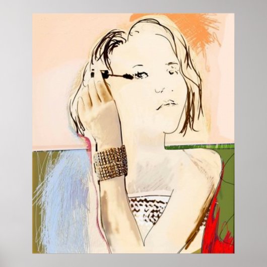 マスカラを塗る女性 – ポスター (正面)