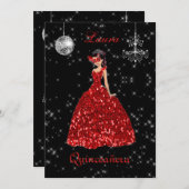 マスカラード 赤 黒 シルバー スペイン語 クイーンズアネラ 招待状 (正面/裏面)