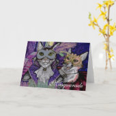 マスカレードキャット、グリーティングカード カード (黄色い花)