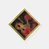 マスカレードキンセアニラパーティーレッドフェイク、金ゴールドフォイル スタンダードカクテルナプキン (角)