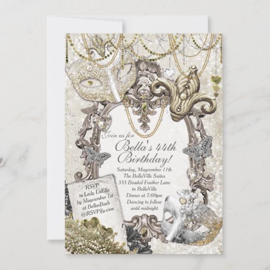 マスカレードバースデーパーティ招待状 招待状 (裏面)