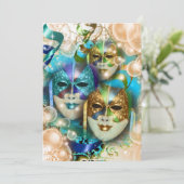 マスカレードバースデー マスクテーマ  パーソナライズ 招待状 (スタンド正面)