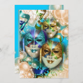 マスカレードバースデー マスクテーマ  パーソナライズ 招待状 (正面/裏面)