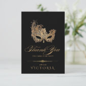 マスカレードパーティーシック金ゴールドフラットサンキューカード サンキューカード (スタンド正面)