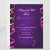 マスカレードパーティーマスクシャンパンメタリック 招待状 (裏面)