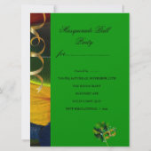 マスカレードパーティーマスクシャンパーニュ金ゴールドグリーン 招待状 (裏面)