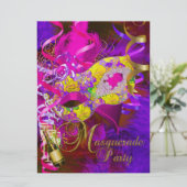 マスカレードパーティーマスクシャンパーニュ黄色 招待状 (スタンド正面)