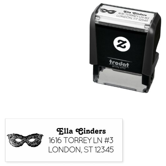 マスカレードパーティーマスク差出人住所エレガント文字 セルフインキングスタンプ (インサイチュ)