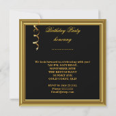 マスカレードパーティーマスク金ゴールドブラック誕生日 招待状 (裏面)