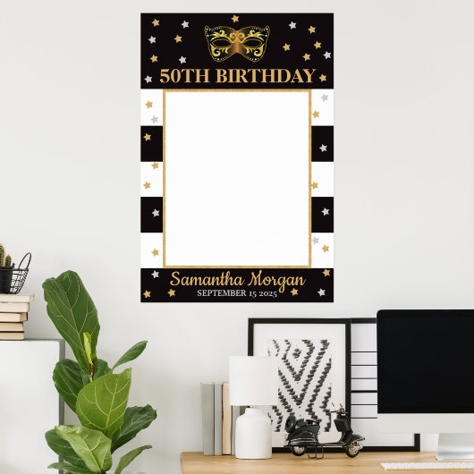 マスカレードパーティー誕生日写真小道具フレームマスク ポスター (ホームオフィス)