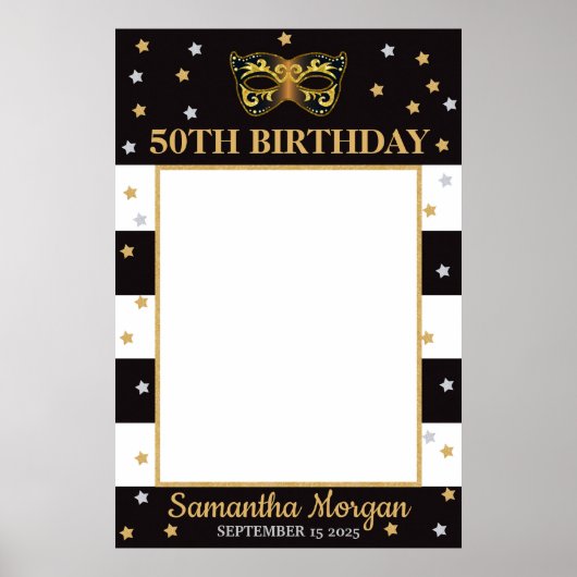マスカレードパーティー誕生日写真小道具フレームマスク ポスター (正面)